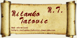 Milanko Tatović vizit kartica